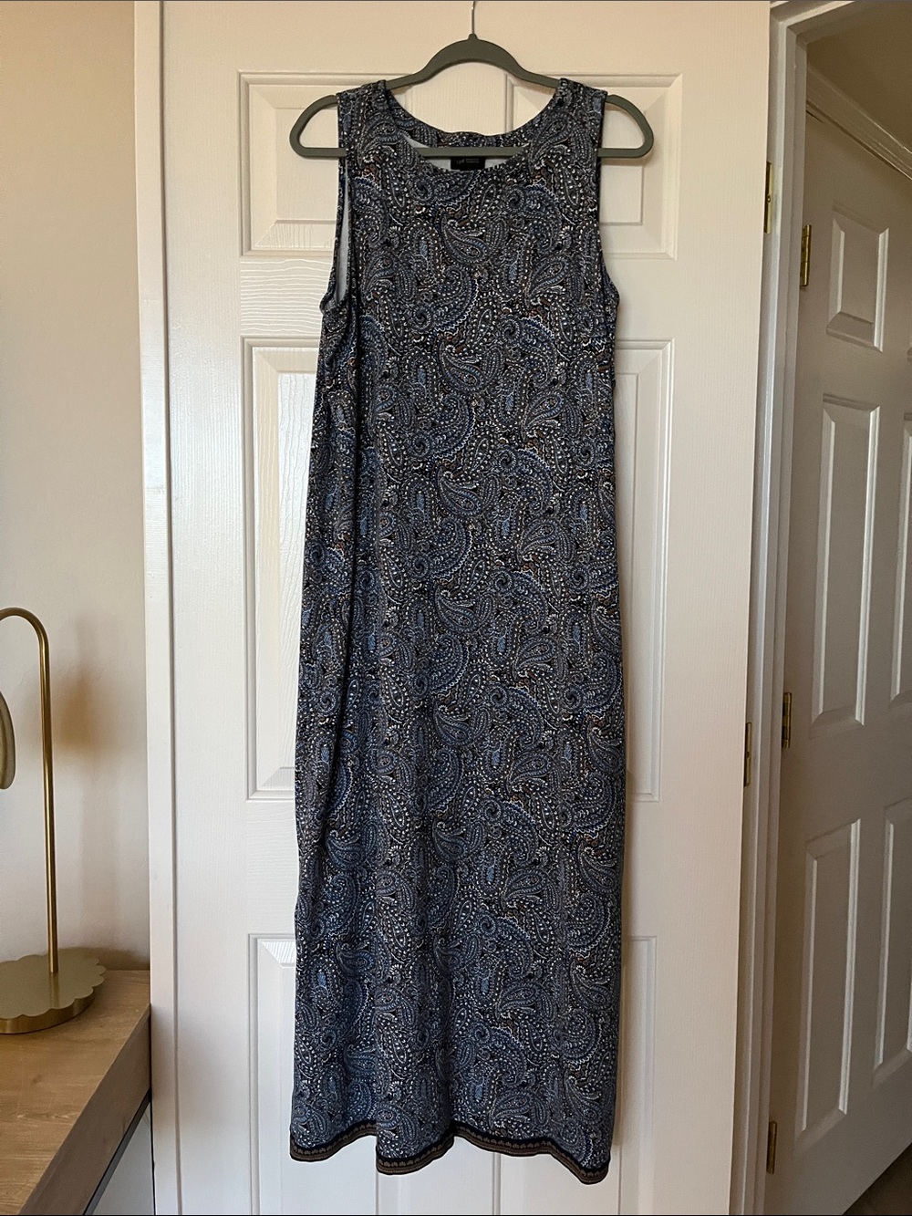 J. Jill Navy and Gray Paisley Maxi Dress